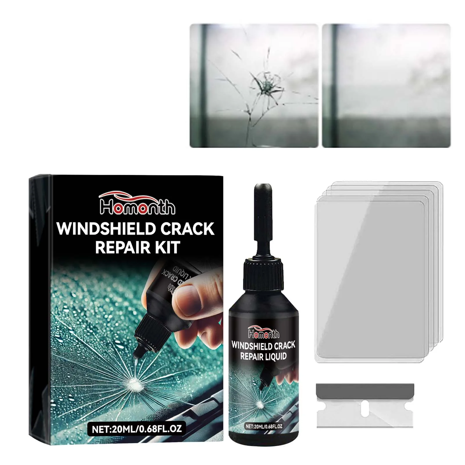 Car Windshield Cracks Repair Kit Auto Glass Nano Repair Fluid Set Glass Shatter Cracks Repair Glue Window Glass Cracks Remover