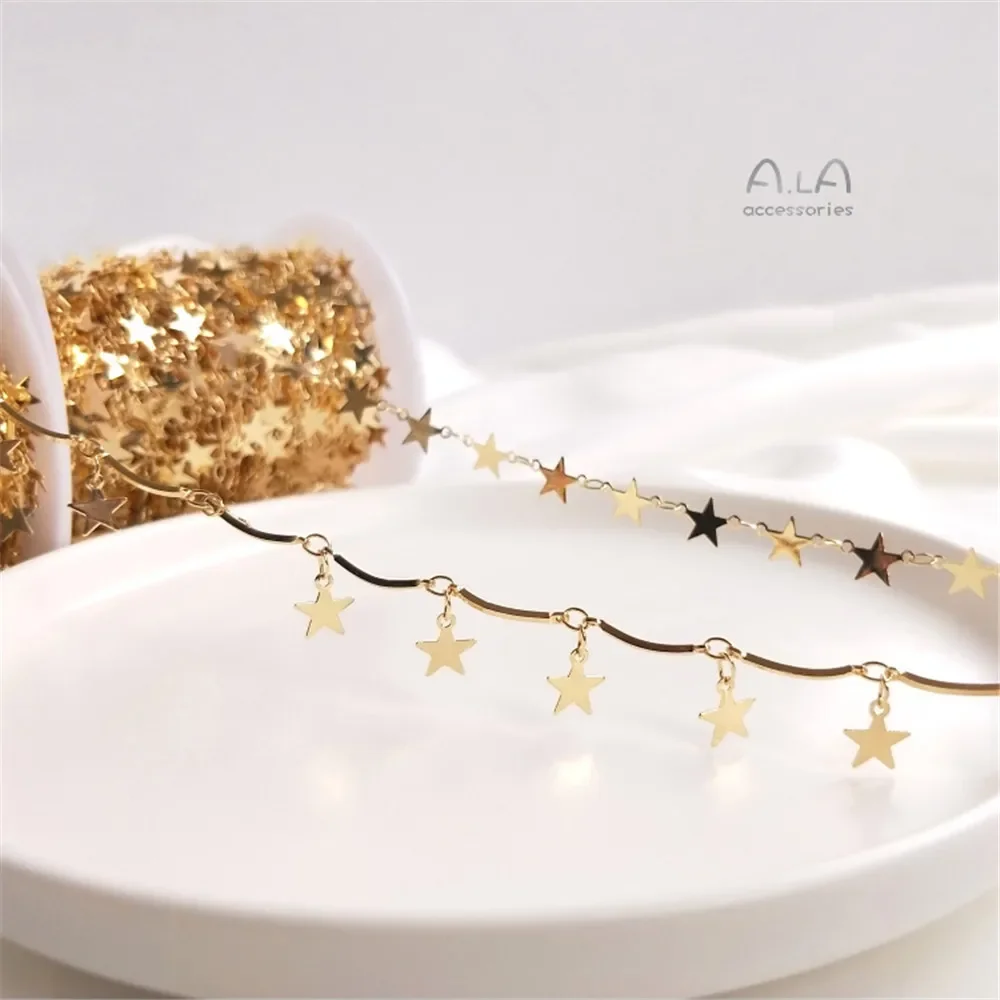 14K Gold Plated Five-pointed star chain Hanging star chain handmade DIY bracelet accessories homemade necklace materials