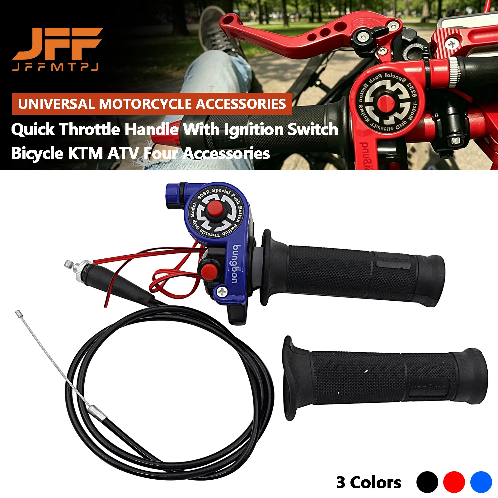1 Pair 22mm 7/8'' Motorcycle Twist Throttle Grip With Cable Handlebar Accelerator With Engine On/Off Button For Honda Yamaha