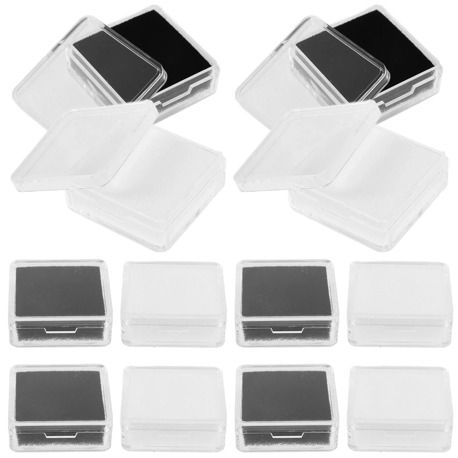 

12Pcs Acrylic Clear Jewelry Display Box Small Gem Holder Case for Rings Earrings Collection Jewelry Boxes for Selling