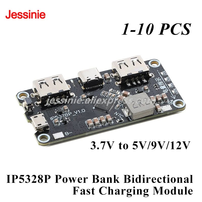 10pcs/1pc IP5328P Power Bank Bidirectional Fast Charging Module 3.7V to 5V 9V 12V Mobile Power Supply Motherboard Boost