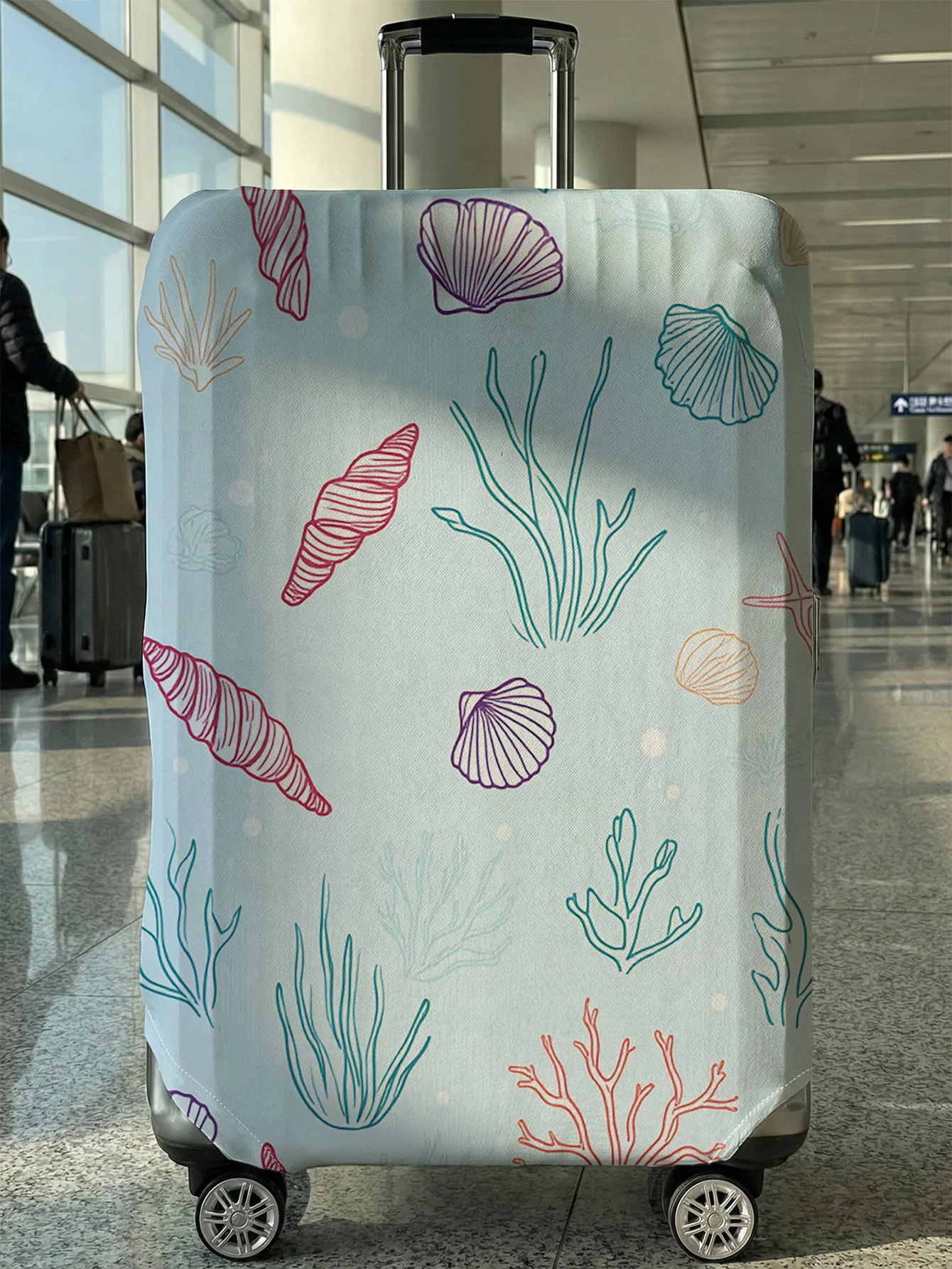 Colorful Shell Coral Print Luggage Cover, Suitable for 18-32 Inch Luggage Cover, Luggage Handle Sleeve, Travel Accessories
