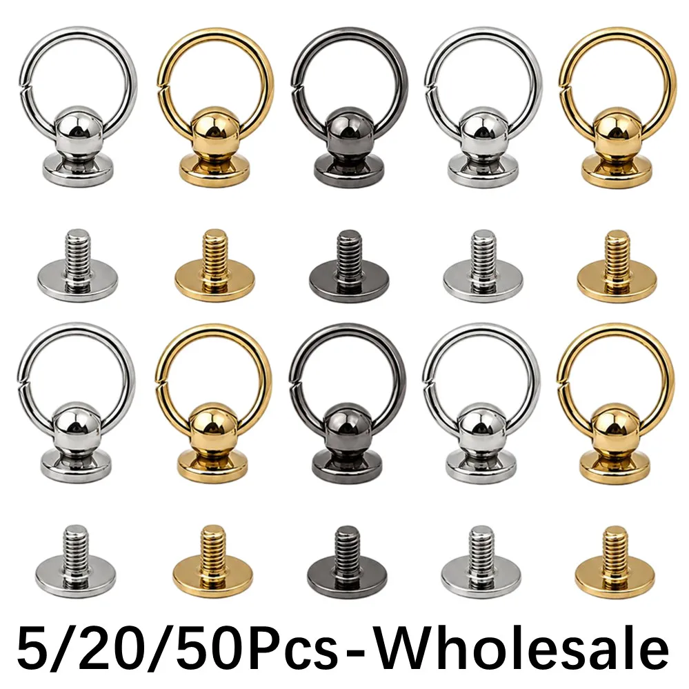 5/20/50Pcs High Quality Zinc-alloy Ball Nail Screwback Screw Back Rivet Stud with O Ring for Leather Bag Belt Phone Case DIY
