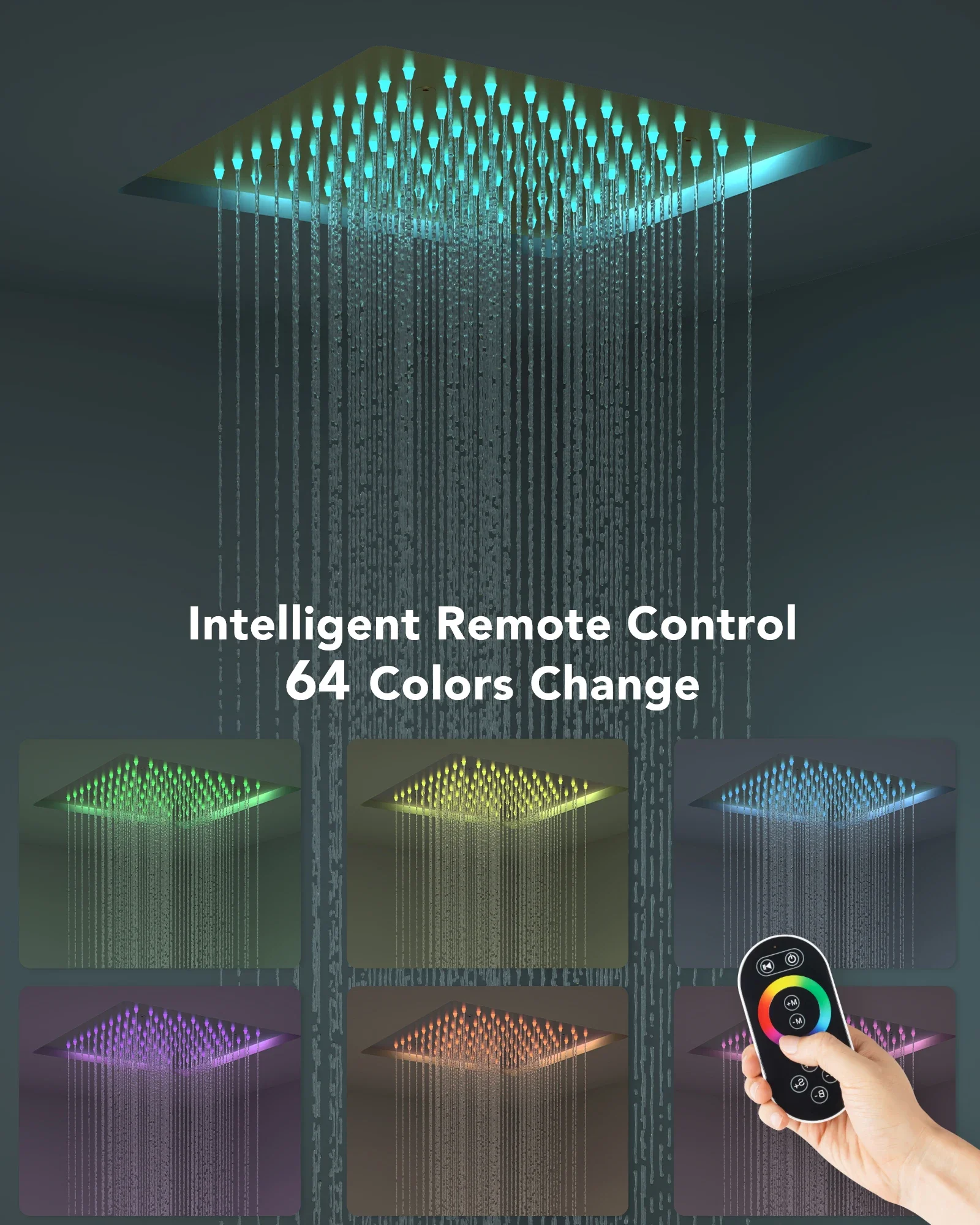 Bathroom Chrome Ceiling Mounted Concealed Thermostatic Showers Diverter Set Rain Shower System with Body Jets