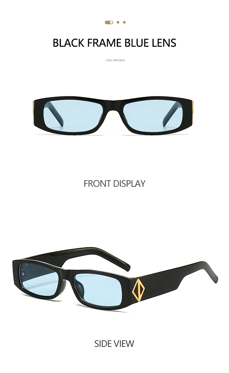 Neue schmale quadratische Sonnenbrille im modischen Stil, PC-Material, goldene Logo-Dekoration, trendiger Streetstyle, Unisex-Sonnenbrille 5378 – Detail 16