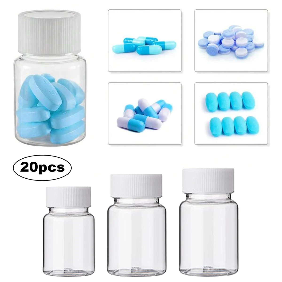 

20/30/50ml Food Grade Plastic Bottles PP Small size Transparent Bottles for Medical Packaging bottles canister jar