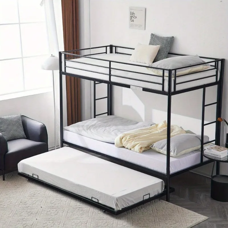 Bunk Beds Frame Over Metal Twin Ladder With Trundle Bed Dorm Bedroom