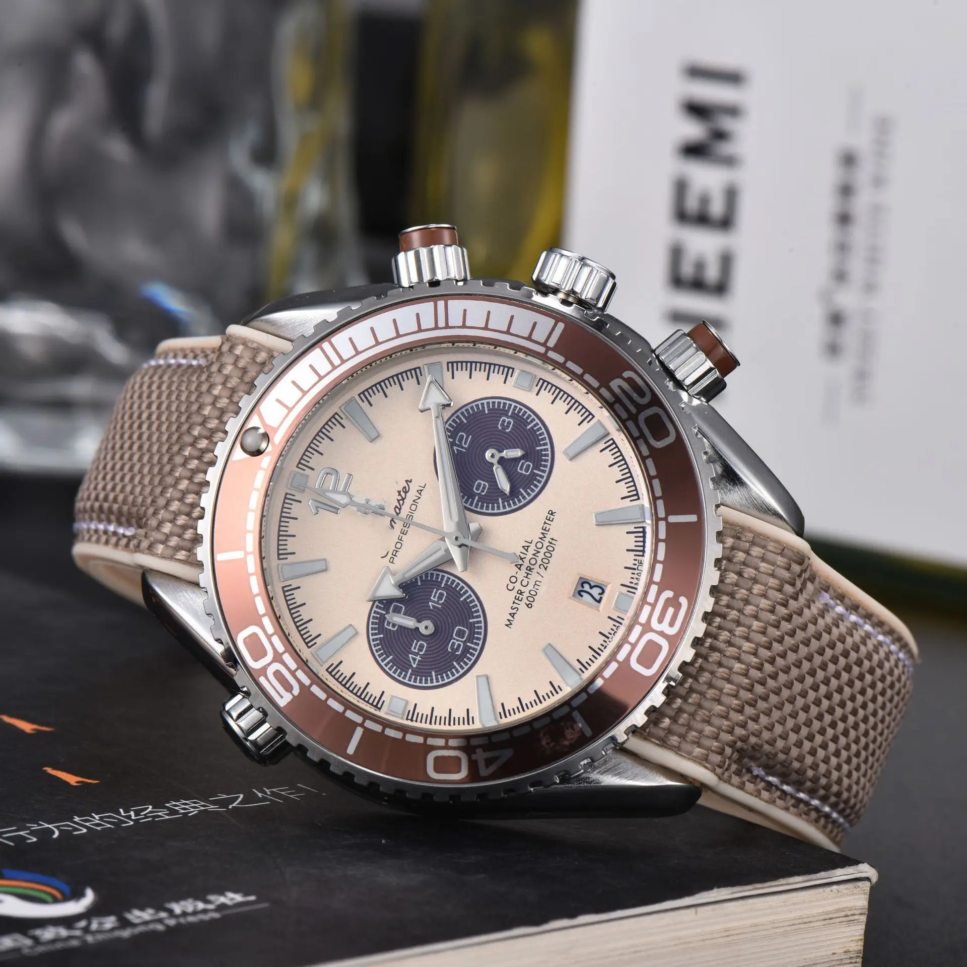 Classic Luxury Men Automatic Watch Multifunction Mechanical Wristwatch Rubber Strap Waterproof Week Date Watches Reloj Hombre