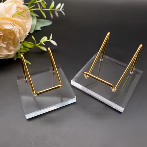 Metal Display Stand with Clear Acrylic Ornament Base Crystal Stone Mineral Collectibles Sphere Holder Shelf for Shop Museum