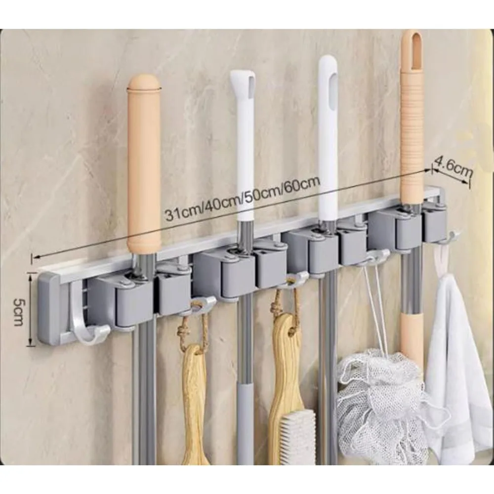 مكنسة وممسحة مثبتة على الحائط شديدة التحمل لتنظيم المرآب #2