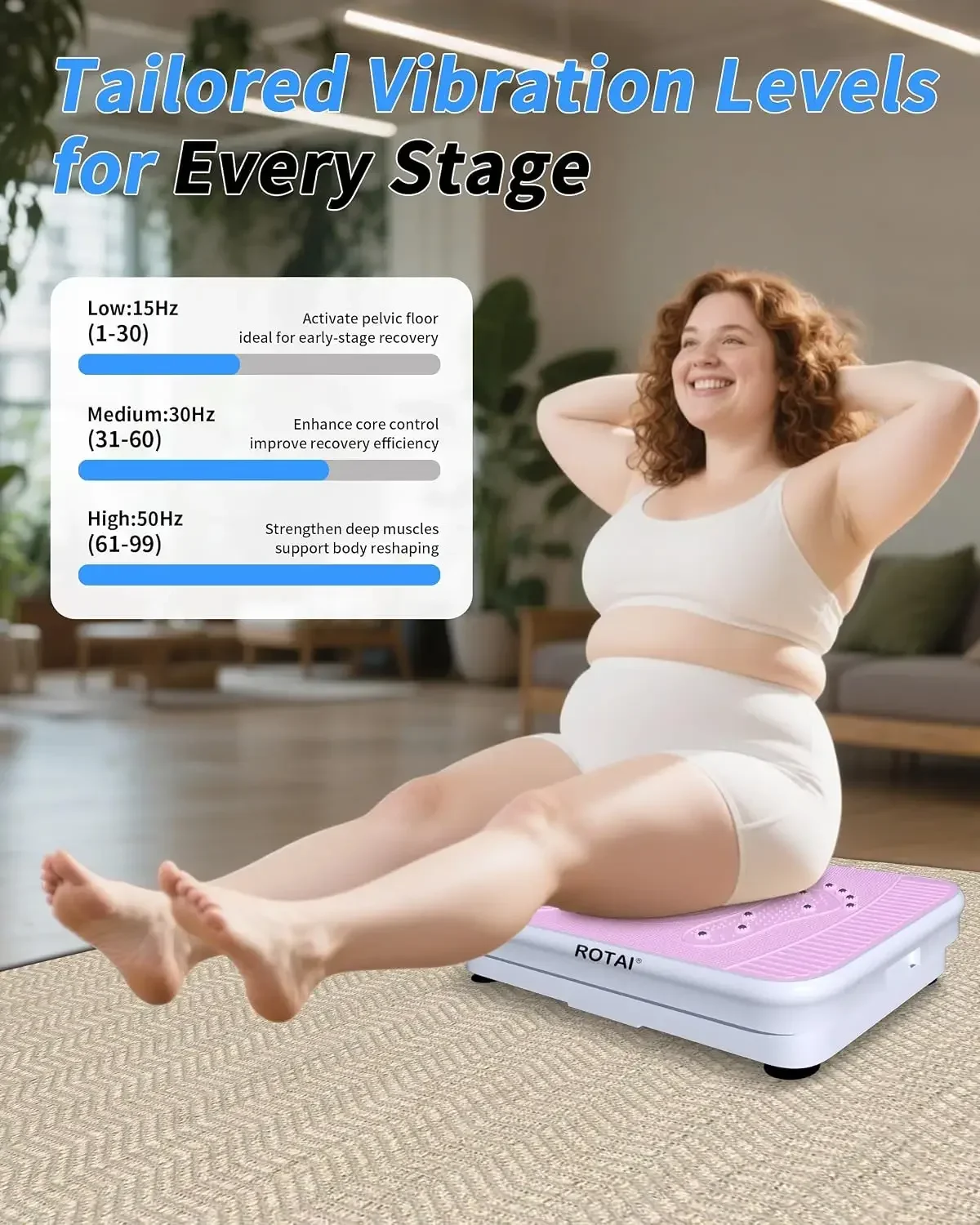 ROTAI Vibration Plate Exercise Machine for Lymphatic Drainage Massager & Weight Loss, 400 lbs Capacity Whole Body Vibrating Shake Plate Workout for Women and Men