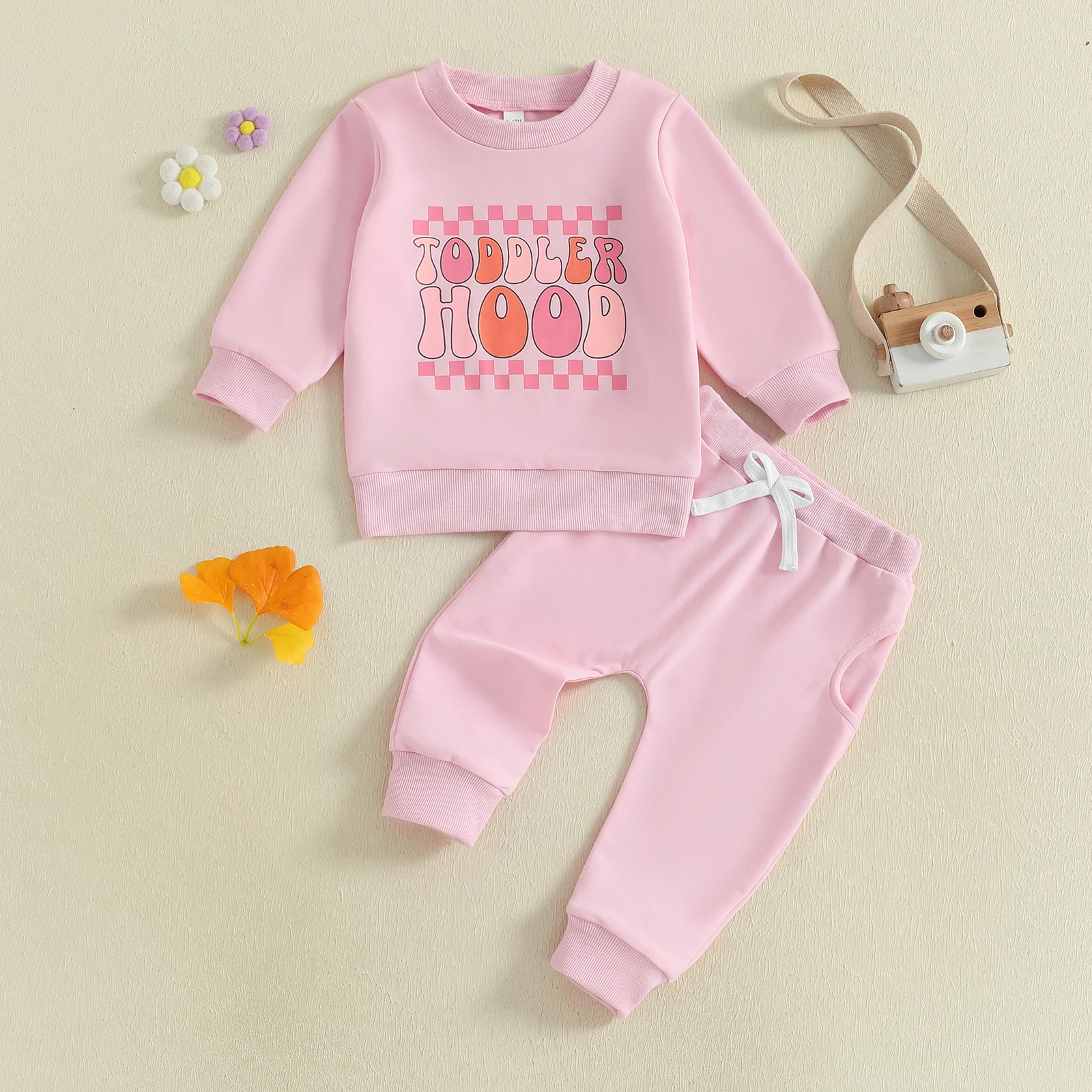 FOCUSNORM 0-3Y جميل طفل الفتيات الفتيان الملابس مجموعات خطابات طباعة طويلة الأكمام طاقم الرقبة البلوز مع مرونة الخصر السراويل