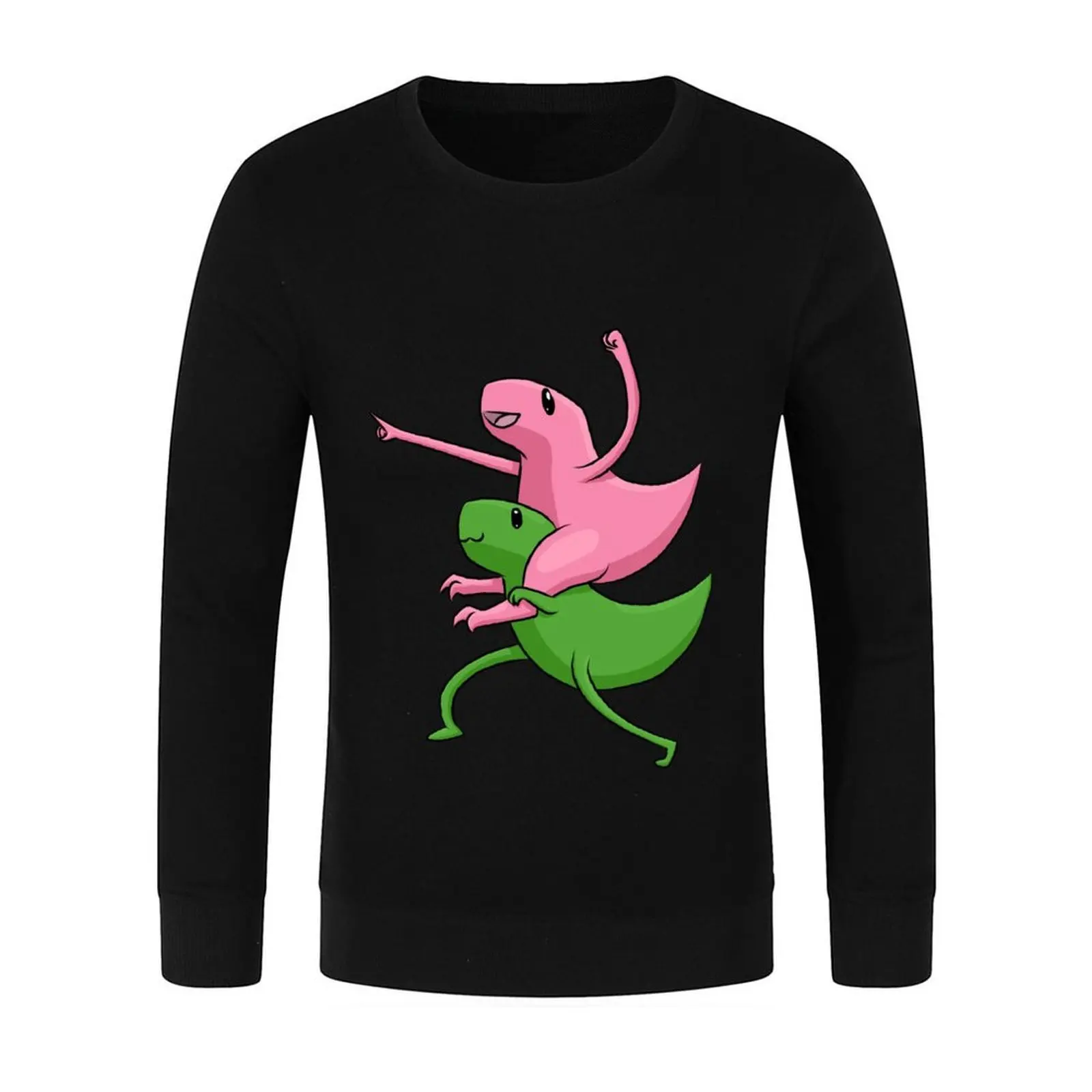 2 dino team up Pullover autumn korean autumn clothes graphic t shirts men aesthetic clothing sweatshirt men