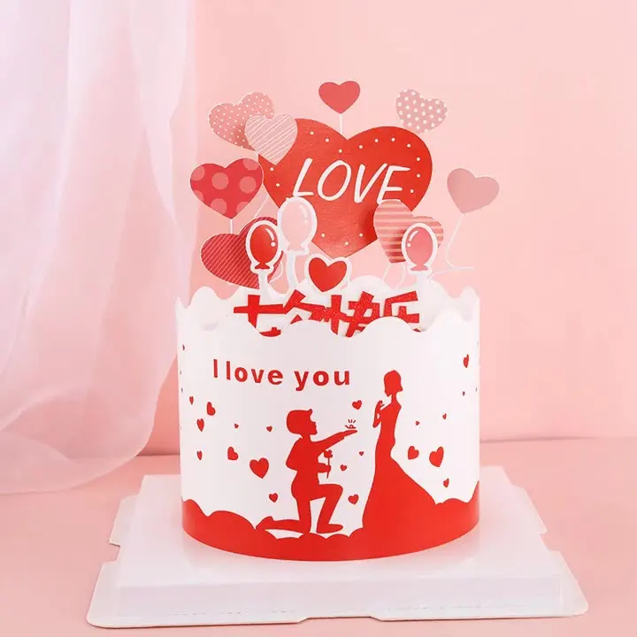 Couples Kiss Heart Love Bear Cake Cupcake Topper Happy Birthday Valentine\'s Day Party Dessert Wedding Decor Baking Supplies