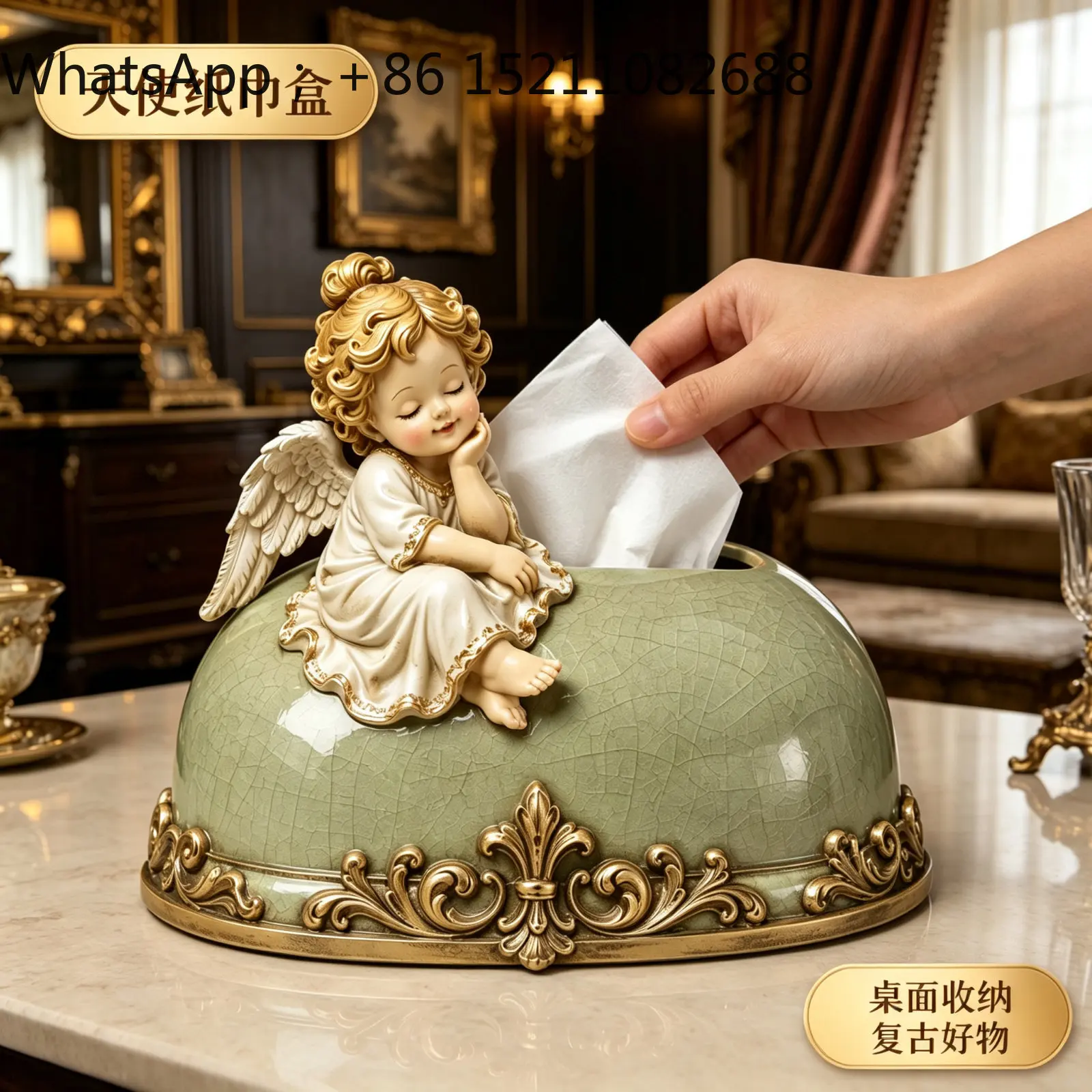 LLY retro little angel tissue box home living room home pumping carton coffee table ornament