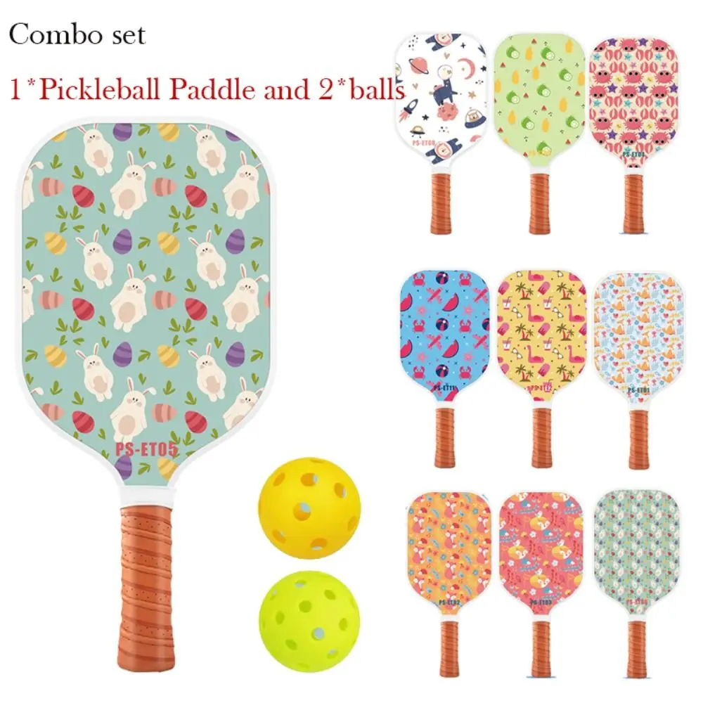 2024 Lightweight Pickleball Paddle Honeycomb Core Fiber Glass Kid Racquet Set Colorful Professional Squash Gifts for Children