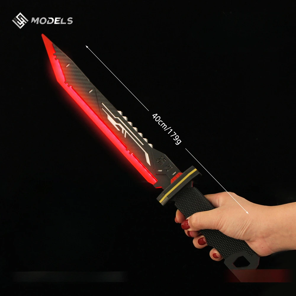 40CM Naraka: Bladepoint Hunter Blade permainan pinggiran akrilik Model ornamen pengisian Luminescence Cosplay senjata Anak laki-laki pedang mainan