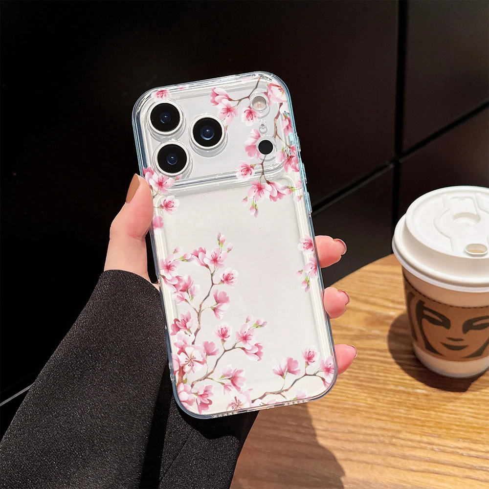 Coque de téléphone transparente avec motif de fleurs de cerisier en aquarelle pour Xiaomi Redmi Note 14 Pro 13 12 Note 11 10 Pro + 13C 5G 4G, coque souple antichoc