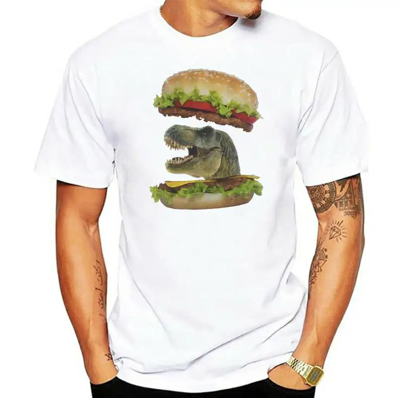 Lost Gods Dinosaur Cheeseburger Mens Graphic T Shirt Birthday Gift Tee Shirt