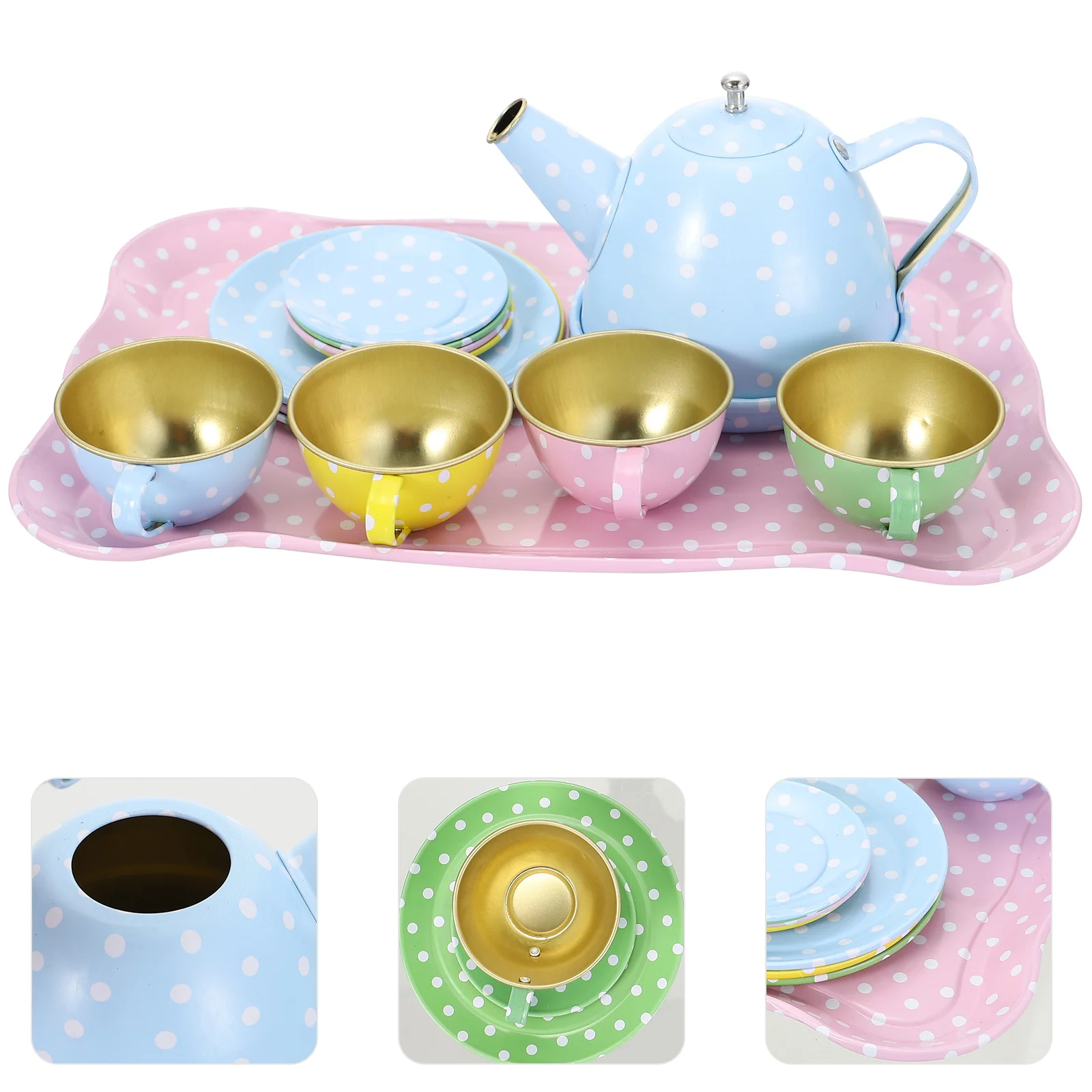 Simulation Tea Set Tableware Plaything Model Children Toys Children’s Suite Tinplate Kitchen Flatware