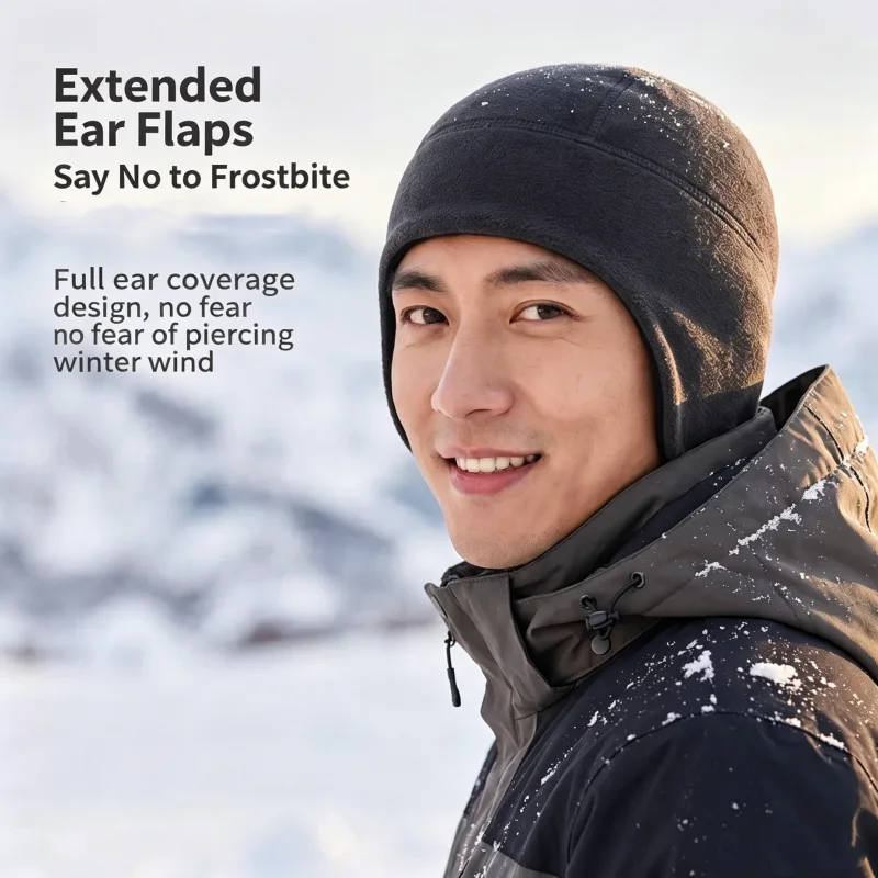 Motorcycle Cycling Thermal Fleece Ear Cover Hat Outdoor Winter Running Sports  Warm Beanies Cap Hiking Ski Snow Under Helmet Cap