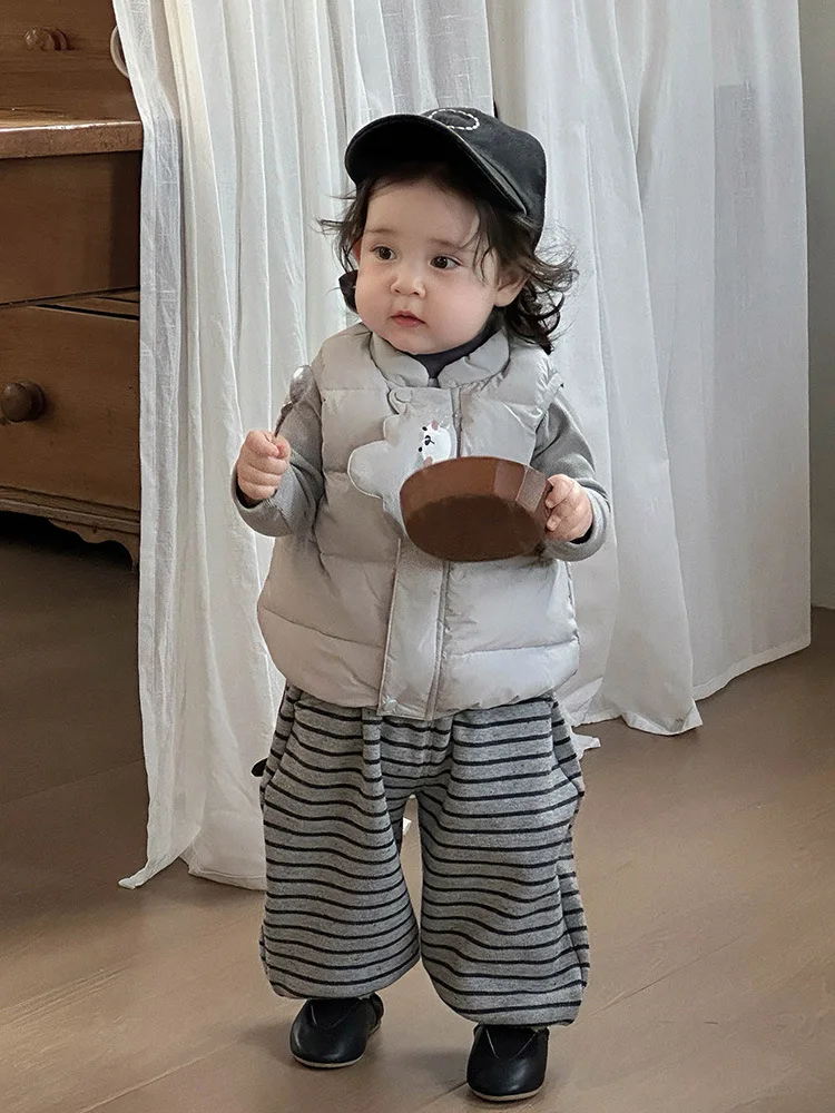 2025New نمط الفتيان والفتيات أسفل سترة الرضع سميكة سترة دافئة الطفل أكمام أسفل سترة فئة #5