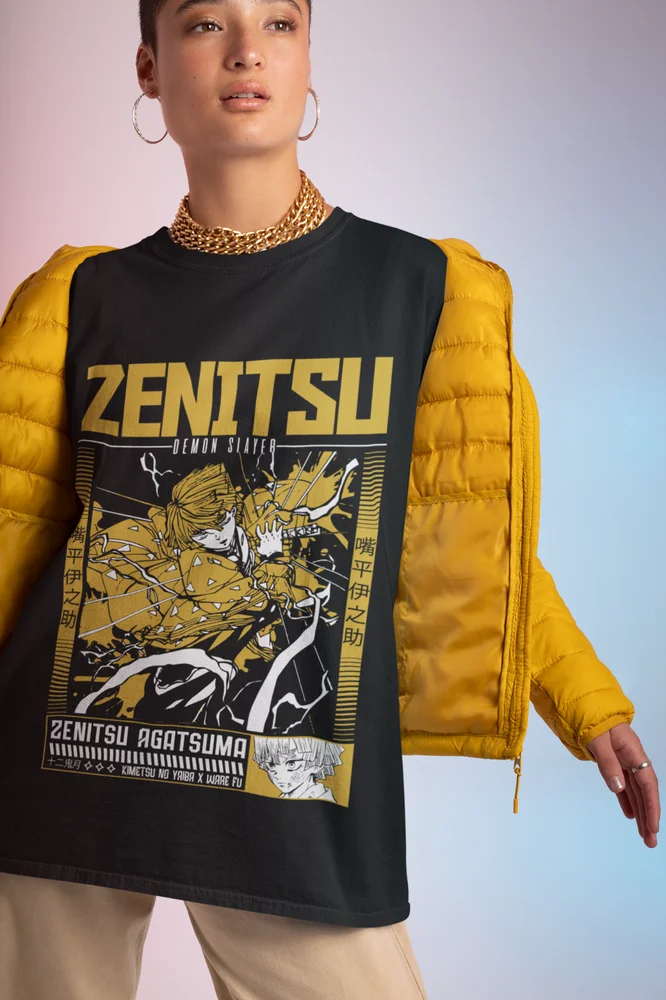 Zenitsu T-Shirt Demon Slayer Kimetsu No Yaiba Tshirt Nezuko Tanjiro Anime Shirt