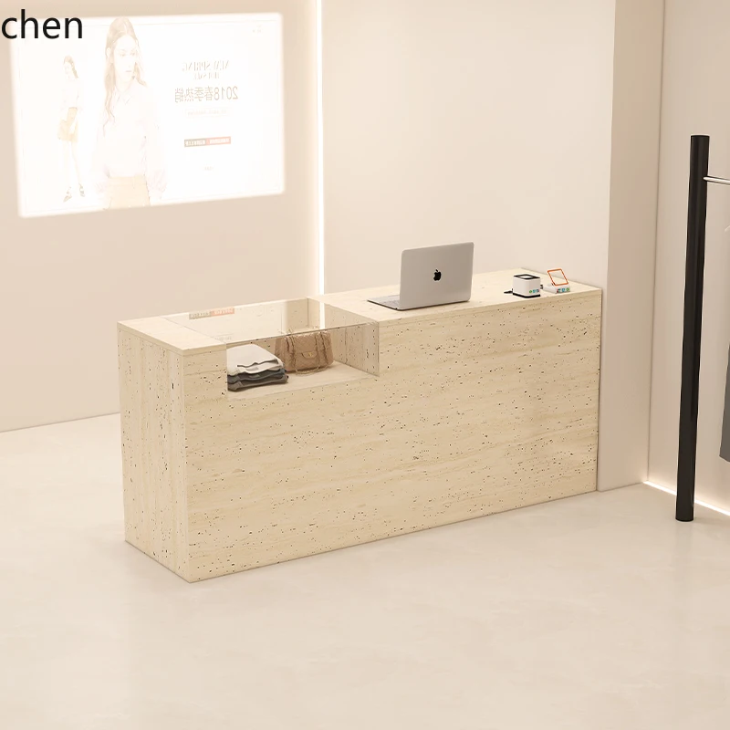 HYS- clothing store checkout page with glass bar store hair salon reception desk