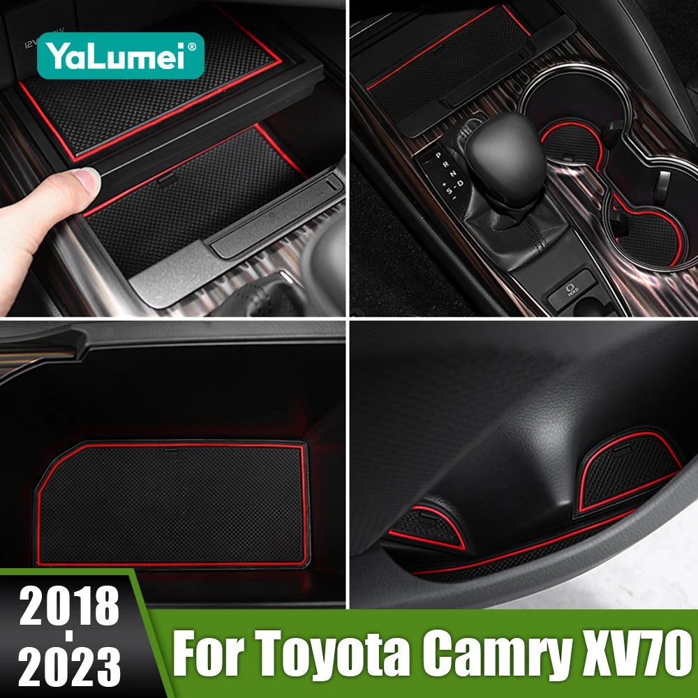 

For Toyota Camry XV70 70 2018 2019 2020 2021 2022 2023 Car Door Slot Mat Gate Groove Mats Cup Coaster Anti-Slip Pad Accessories