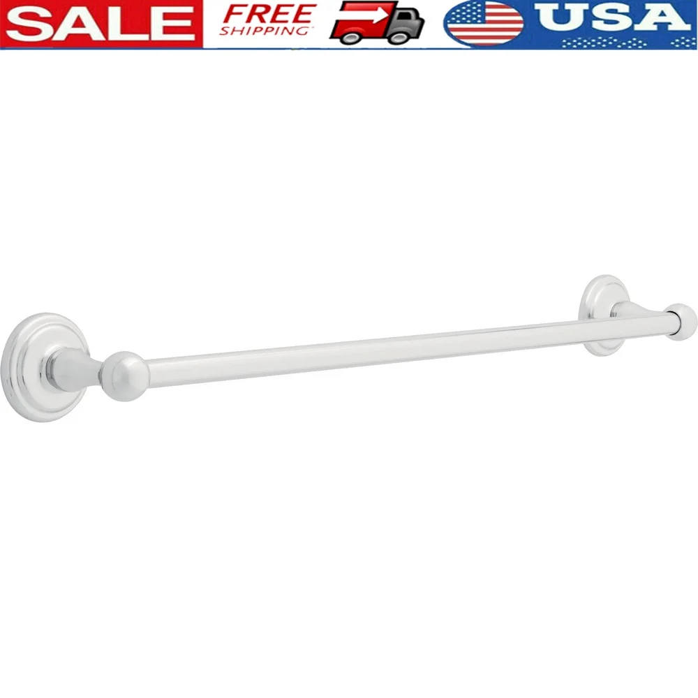 

24-дюймовый настенный вешалка для полотенец, полированный хром, прочный цинковый металл, аксессуар для ванной комнаты, простая установка, классический дизайн