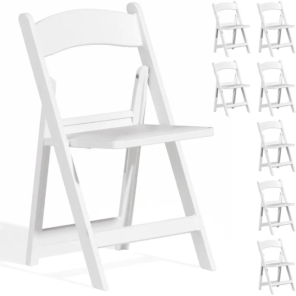 

8-Pack Resin Folding Chairs with Cushion - Durable, Comfortable for Indoor/Outdoor Use, Ideal for Events, Weddings, Parties, Pic