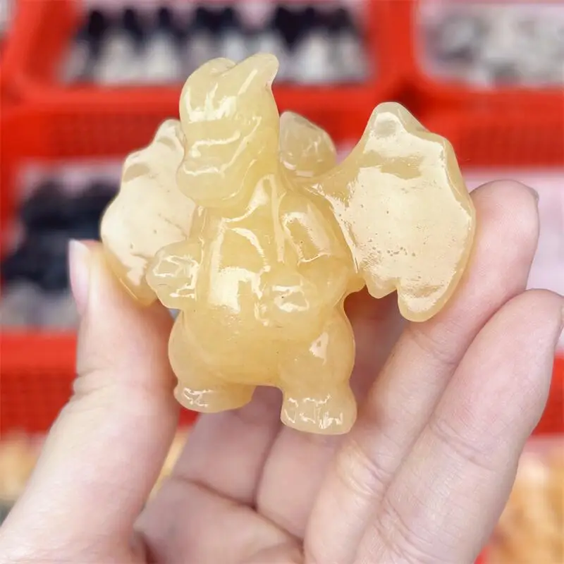 

Натуральный оранжевый кальцит, мультяшная резьба дракона, меменномегалит, мощная статуя для украшения дома, комнаты, подарок, 1 шт.