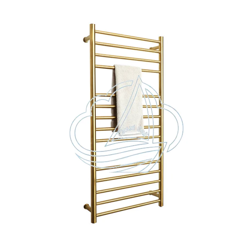 304 Stainless Steel Golden Electric Heating Towel Holder with Controller Bathroom Toilet Towel Rail Storage Rack Warmer