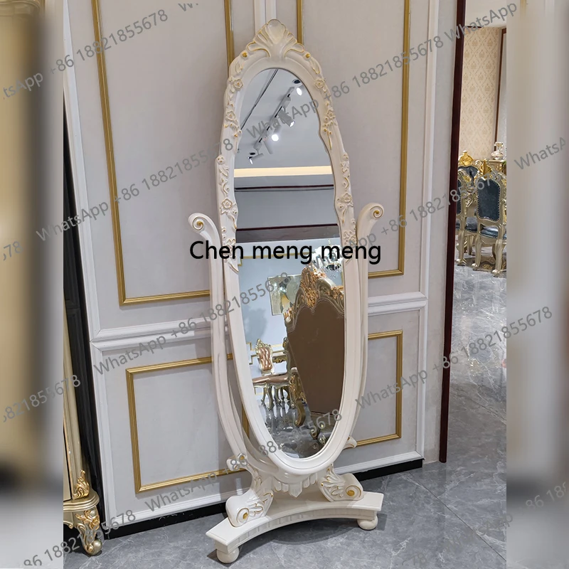 

European-style full-length mirror all solid wood full-body floor fitting mirror household wall-mounted bedroom furniture
