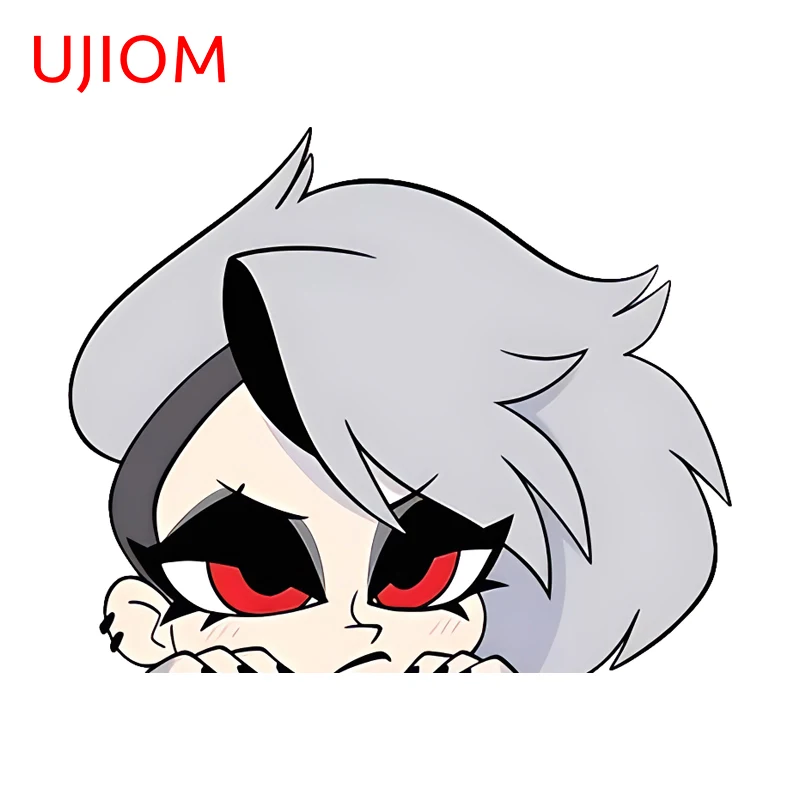 UJIOM Kawaii Helluva Boss Loona Peeking Wall Sticker Interesting Cartoon Desk Toilet Decals Creative Bedroom Accessories