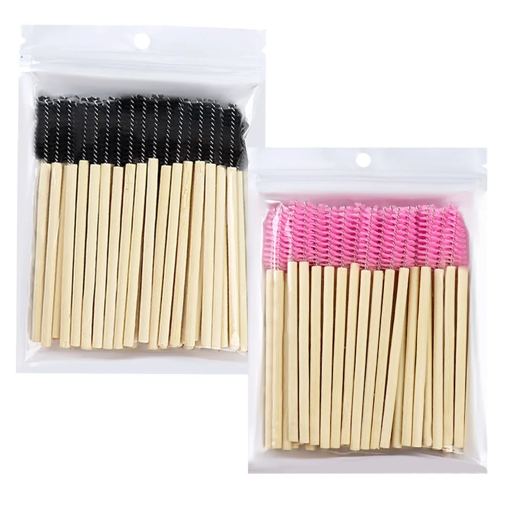 100 pçs alça de bambu escova de cílios descartáveis varinhas de rímel aplicador de extensão de cílios sobrancelha spoolie escovas ferramenta de maquiagem