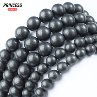 A++ Natural Matte Russian Shungite 6 8 10mm Loose Gemstone Beads for Jewelry Making Wholesale Crystal Beads DIY Accessories