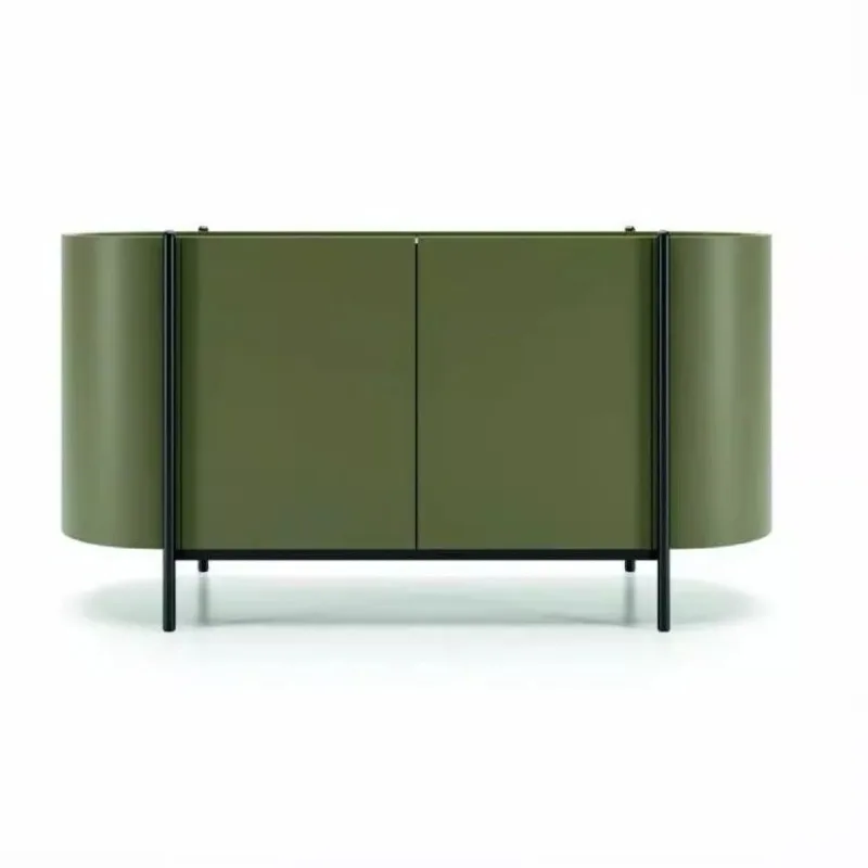 Italian minimalist arc black oak solid wood side cabinet, tea cabinet, wabi-sandy wind entrance cabinet