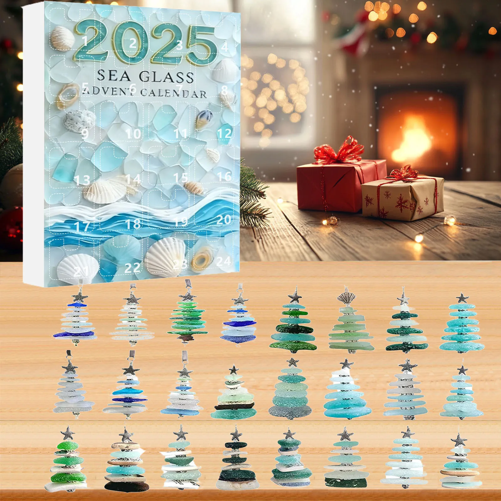 

Advent Calendar 2025 Sea Glass Christmas Pendant 24 Days Countdown Calendar To Christmas Surprise Set