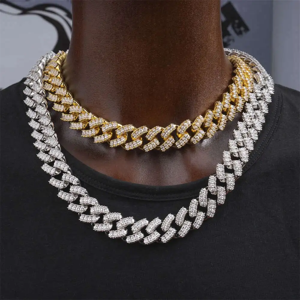

Hip Hop Jewelry Luxury 925 Sliver Gra Certificate Marquise Cut Iced Out Wholesale Diamond Vvs Cuban Link Chain