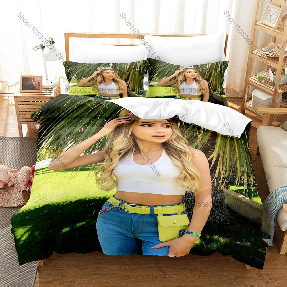 Mia Maples Duvet Cover + 2 Pillowcases Simple Retro Text Print 3 Pieces Bedding Linen Young Fashion Lifestyle Fan Room Deco