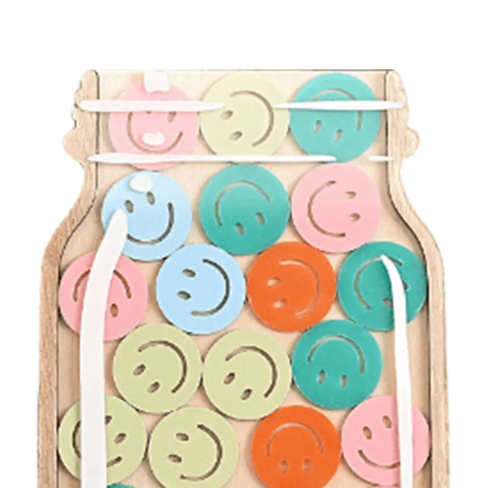 1Pcs Kids Reward Jar With Star Dinosaur Classroom Reward Jar with Standing Base Token Chore Chart Wooden Megnetic Reward Jar