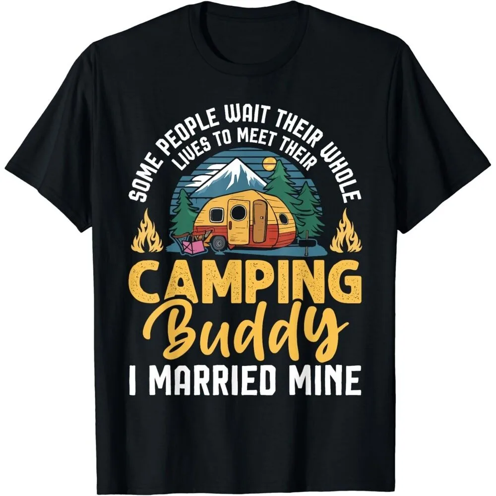 Funny Camping Camper Couple Shirt Camping Lovers Partners for Life Gift Unisex T-Shirt Summer Unisex Loose Breathable Clothes