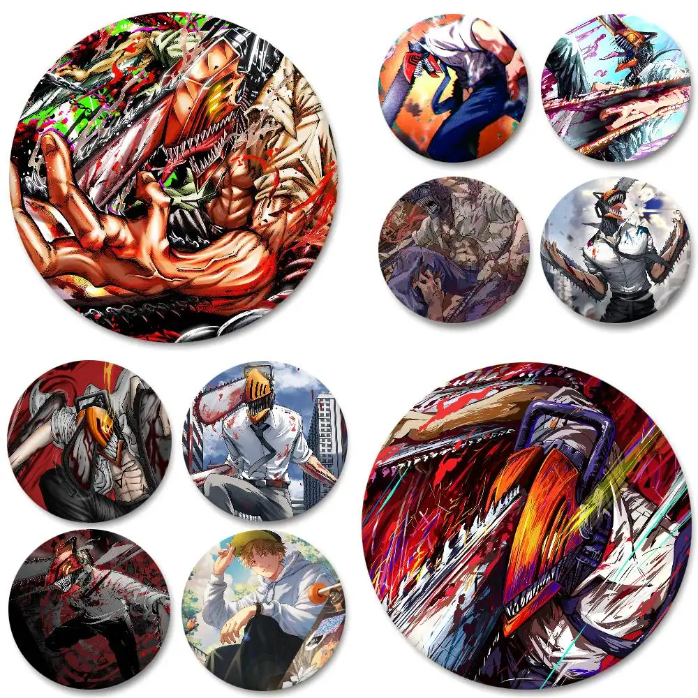 Anime Chainsaw Man Denji Round Badge Creative Brooch Clothing Backpack Accessories Lapel Pin