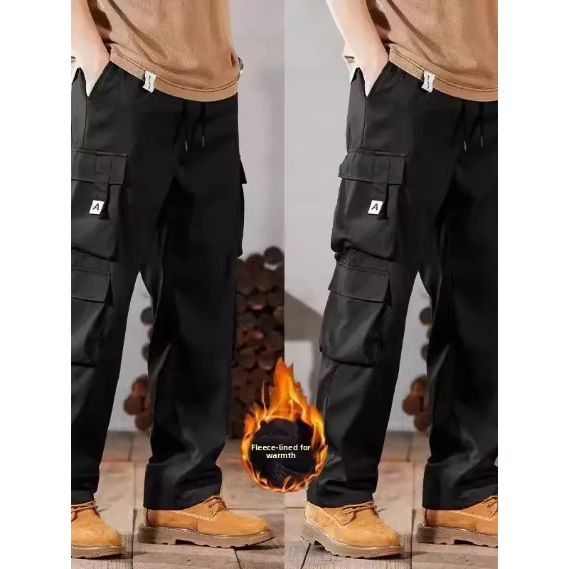 Thiened Fce اصطف التمويه العمل بنطلون الرجال الخريف الشتاء الدافئة مطاطا مكافحة السمط مقاومة للاهتراء سراويل تقليدية