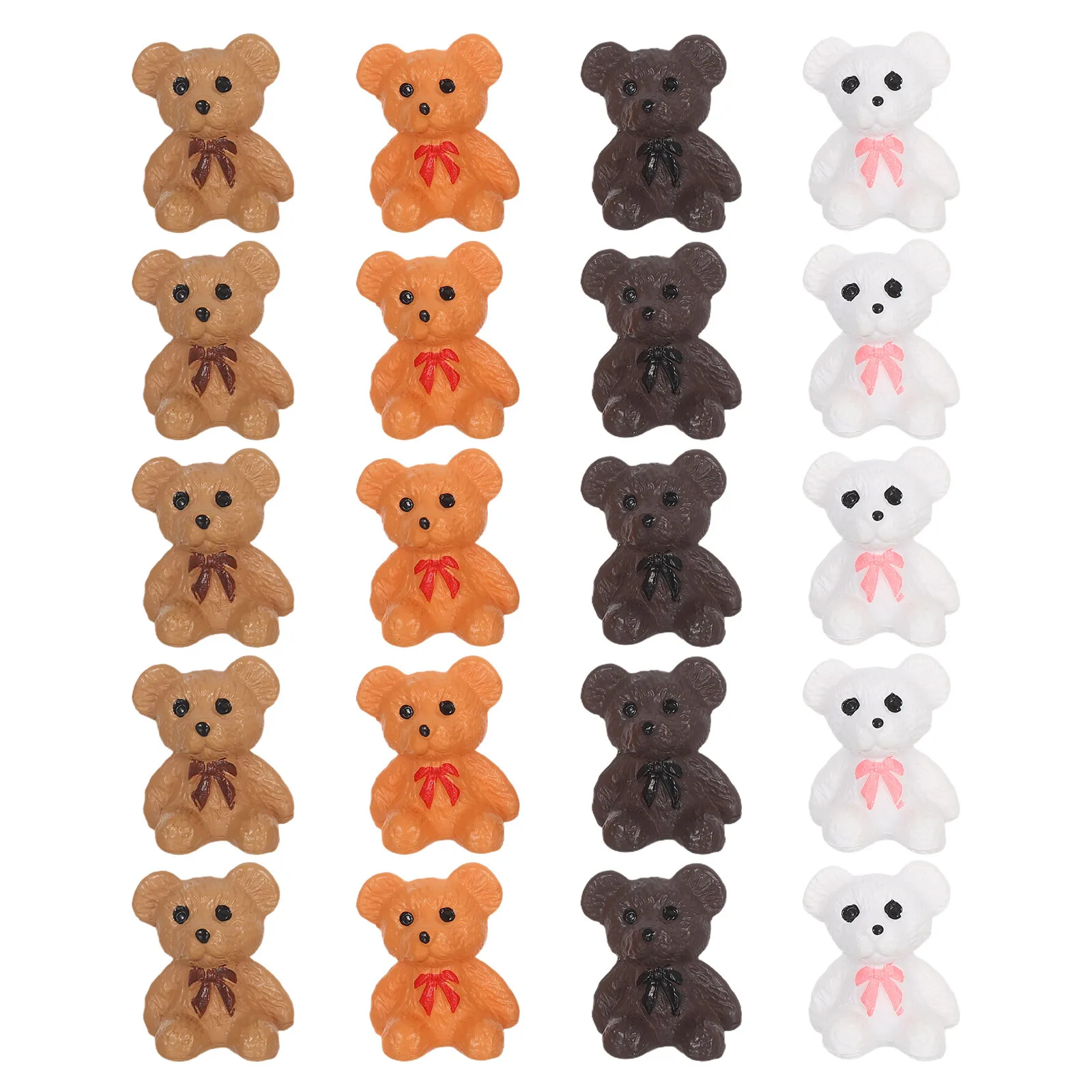 

20Pcs Tiny Bear Figurines Plastic Cute Miniature Animal Statues Fairy Garden Micro Landscape Decorations Mini Bear Figurines
