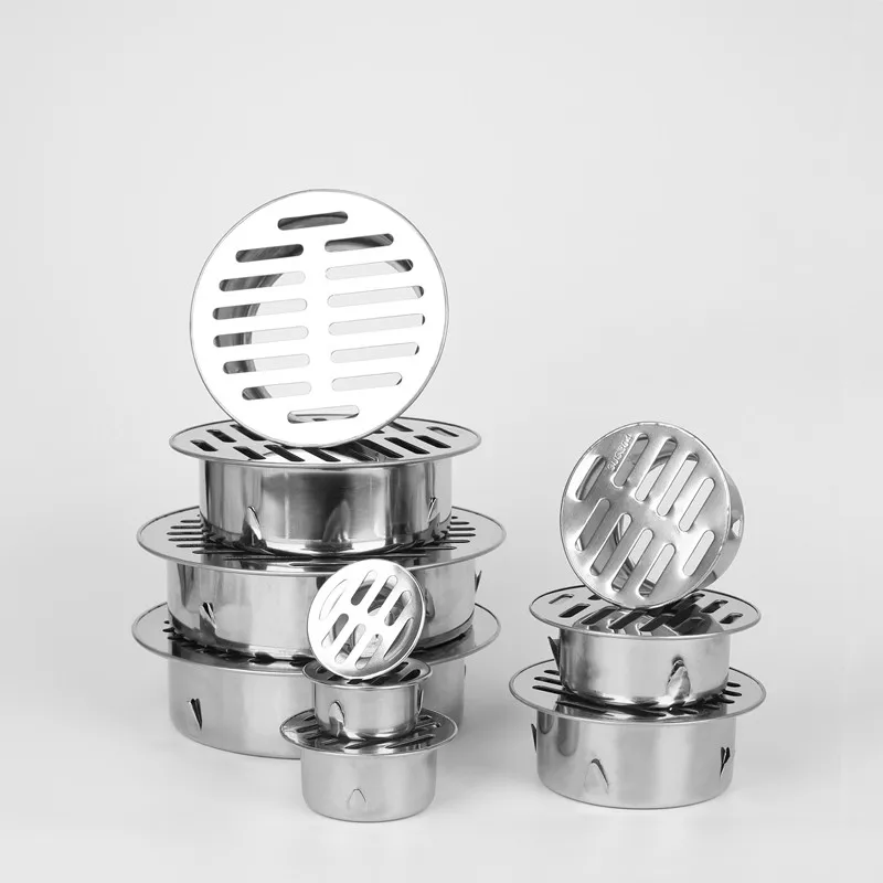 

1Pcs Outdoor Balcony Floor Drains Anti-blocking Drainage Roof Cover Rain Pipe Cap Stainless Steel Rooftop Floor Drain 32-200mm