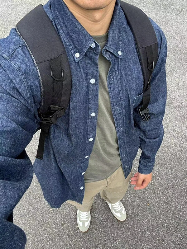 

Мужской джинсовый кардиган Waed American Workwear: высококачественный, для весеннего повседневного образа, с длинными рукавами, для многослойных образов