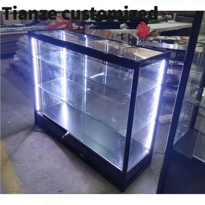 Customized-Convenience Store Modern Smoke Shop Glass Display Show Counter Smoke Shop Store Fixture