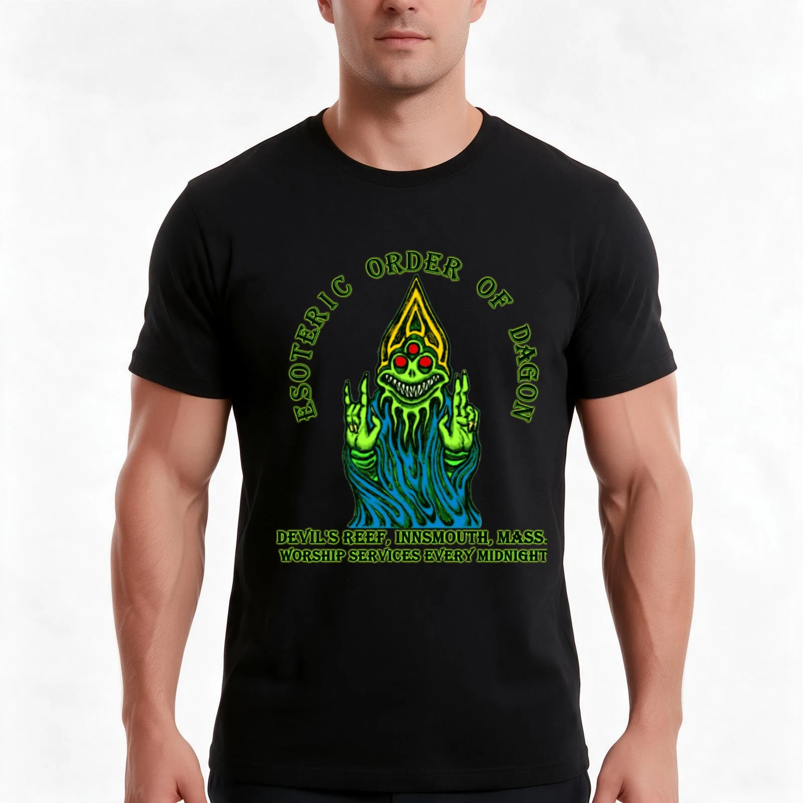 Esoteric Order of Dagon T-Shirt, Summer Casual Cotton Tee, Oversized Streetwear Tops, Vintage Graphic Print, Unisex Men Women